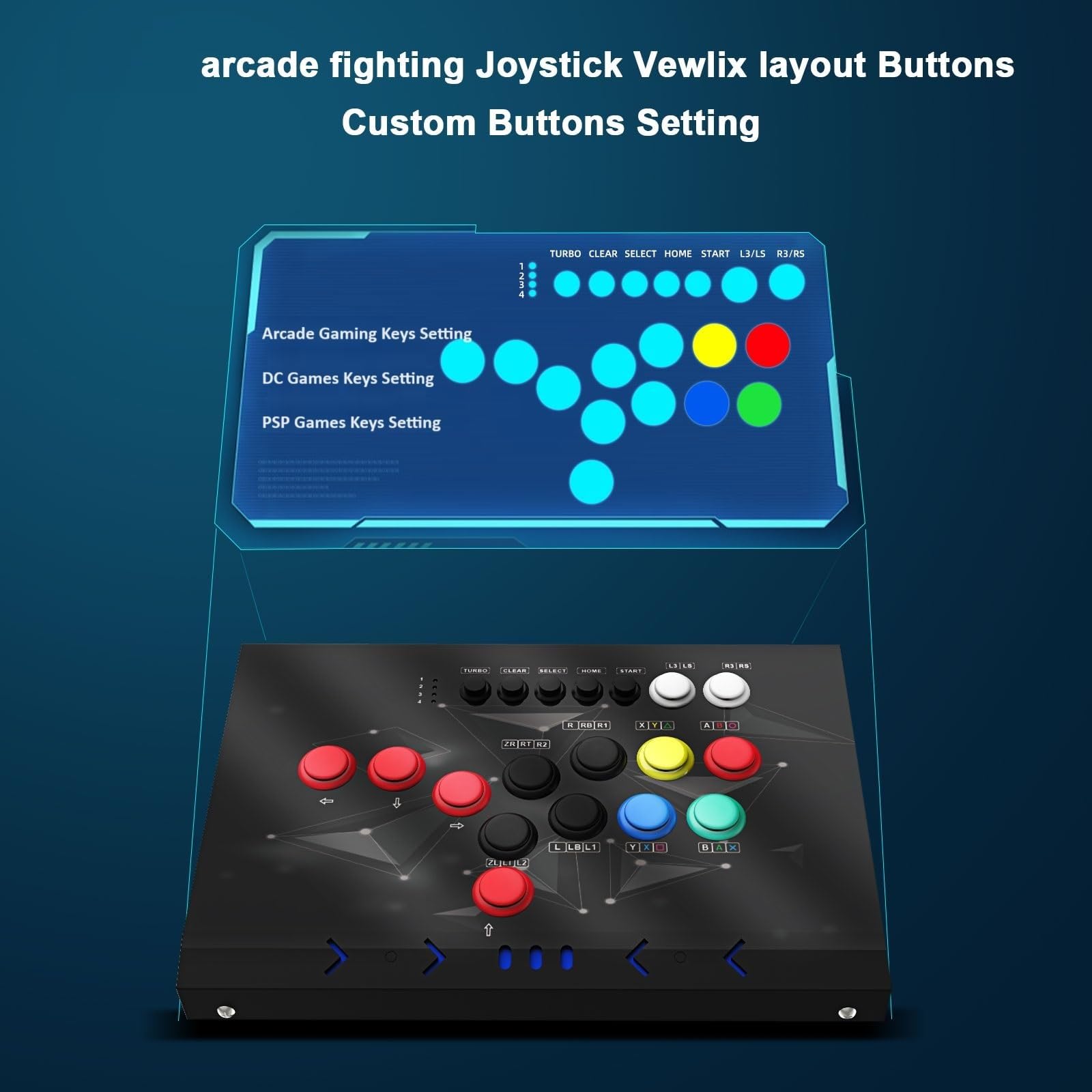 DOYO Arcade Fight Stick - Durable Iron Joystick for PC, PS3, Switch, NEOGEO Mini, Android & Raspberry Pi | Perfect for Home Gaming & Fighting Tournaments (Black)
