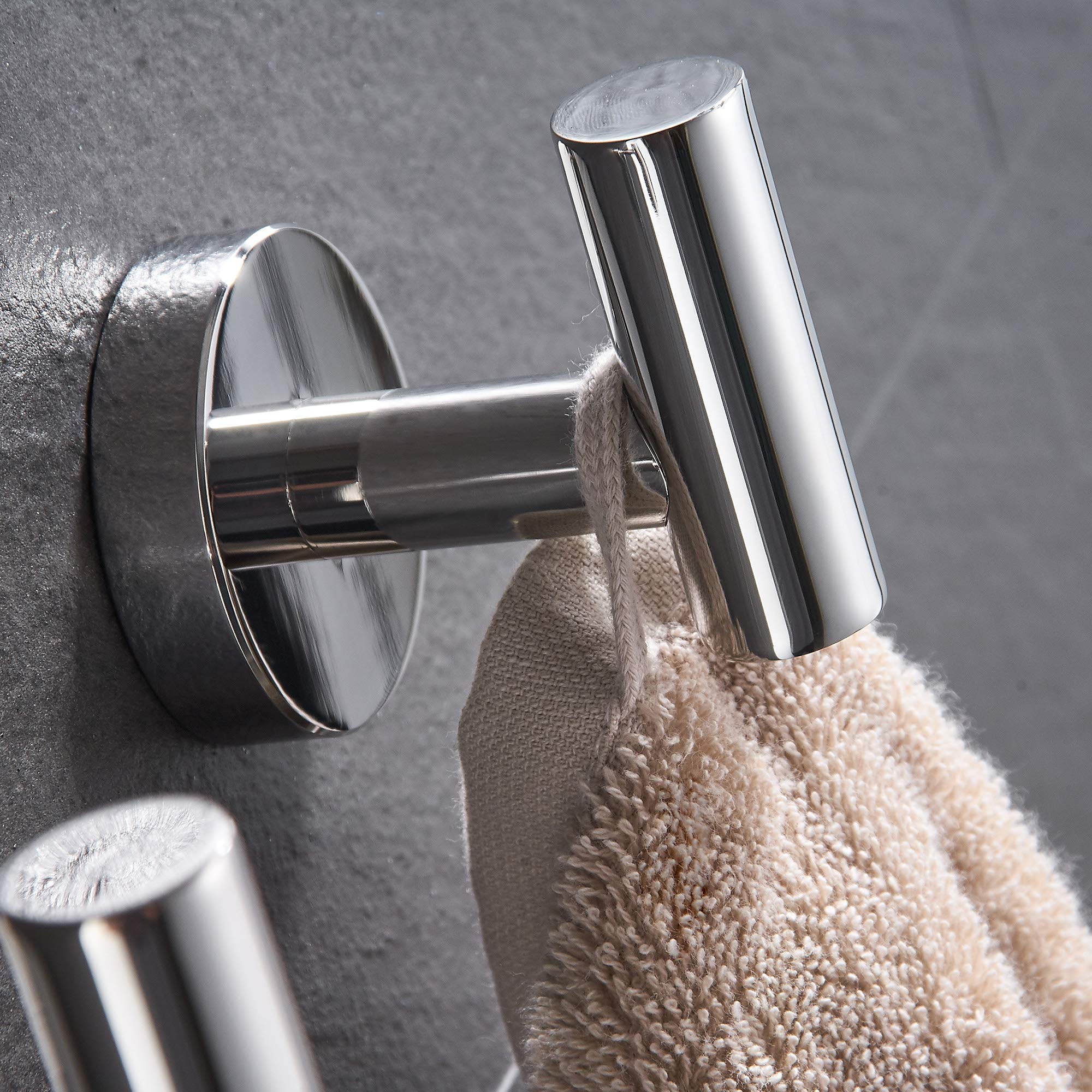 Polished Chrome Wall Mounted Towel Hook (2 Pack) - Single Coat Hook for Bathroom, Kitchen, Door & Home Storage - Space Saving Hat & Hand Towel Holder - Perfect for Bathroom Organization & Kitchen Accessories