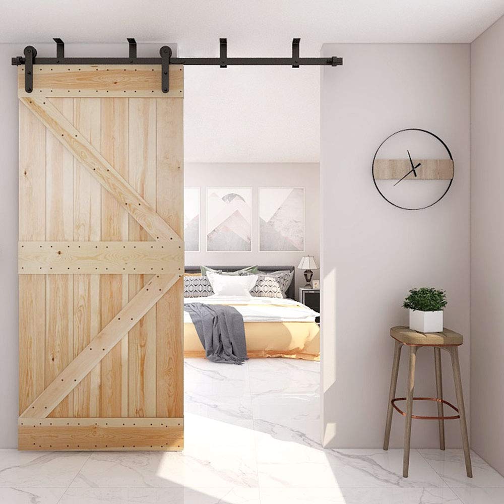4-12FT Sliding Barn Door Hardware Kit - Ceiling Mount Style with 6.6FT Rails for 39.6