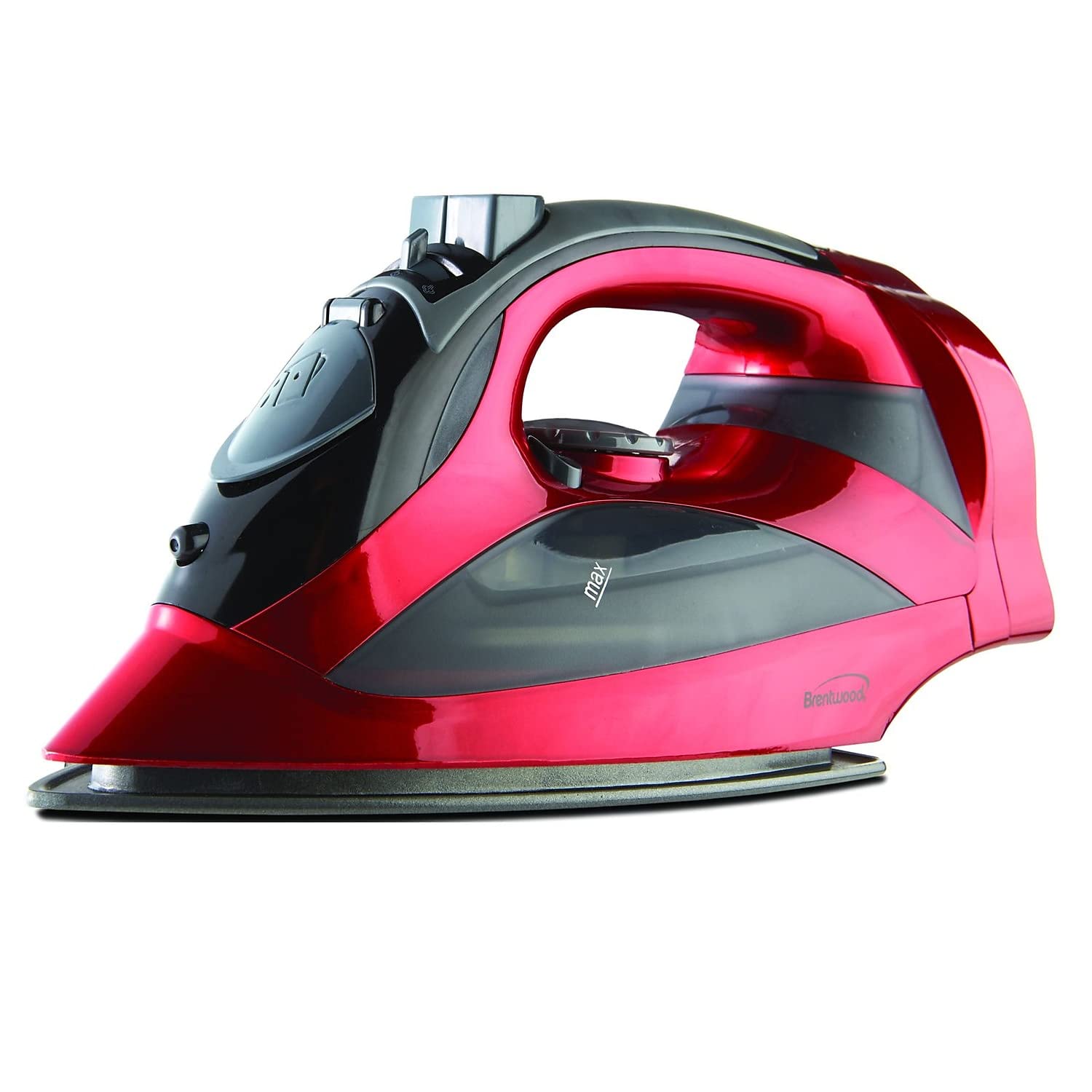 Brentwood Steam Iron with Retractable Cord - Non-Stick Soleplate, Adjustable Temperature, 1700W Powerful Steam - Perfect for Clothes, Linens & Home Fabric Care (Red)