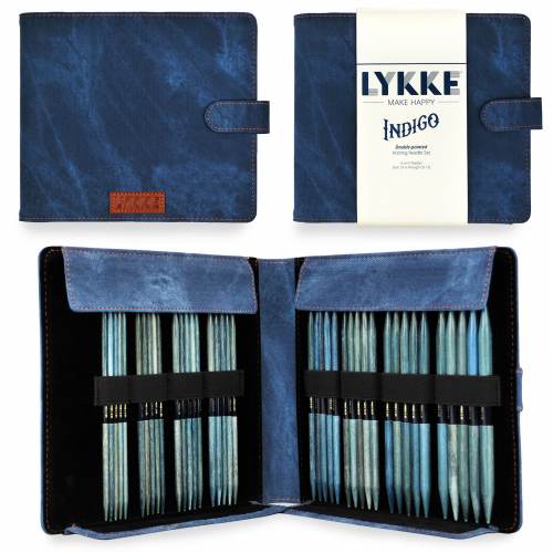 Lykke Indigo 6 Double Pointed Knitting Needles Set - Large Size with Portable Carrying Case | Perfect for Socks, Mittens, and Circular Knitting Projects