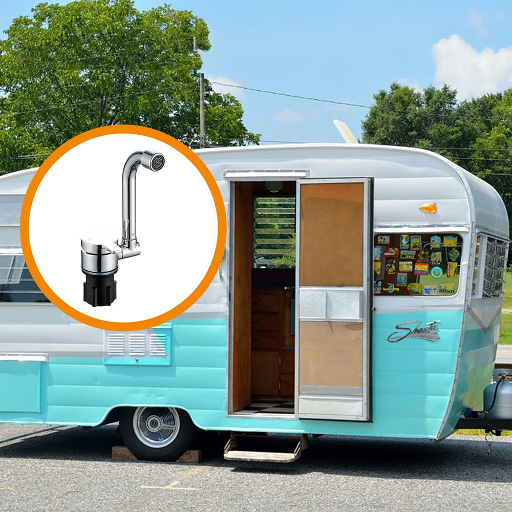 360° Rotating Foldable Kitchen Faucet - Single Handle Hot & Cold Water Mixer Tap with Copper Construction for RV, Boat & Tiny Homes | Perfect for Small Spaces & Mobile Living