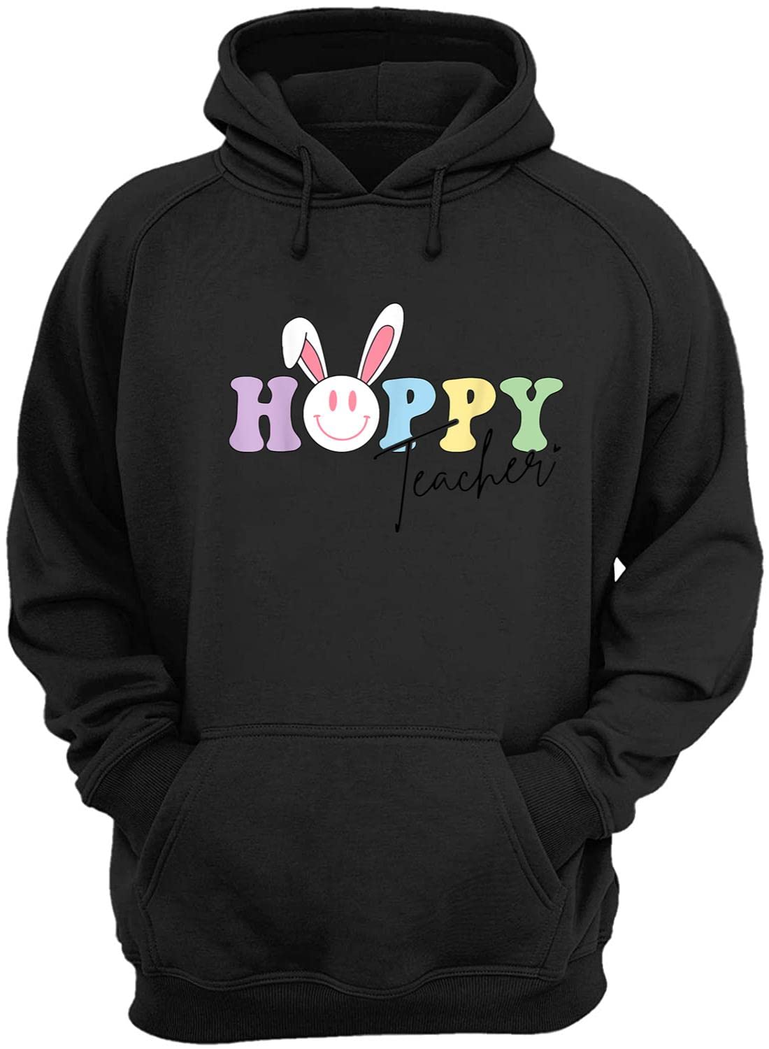 Funny Hoppy Teacher Easter Bunny Ears with Smile Meme T-Shirt - Perfect for Easter Celebrations, Teacher Appreciation & Funny Costume Parties