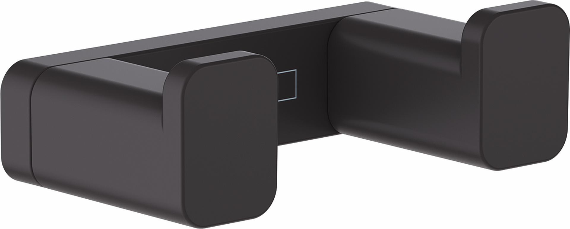Hansgrohe AddStoris Dual Robe Hook in Matte Black 41755670 - Perfect for Bathroom, Spa, and Hotel Decor