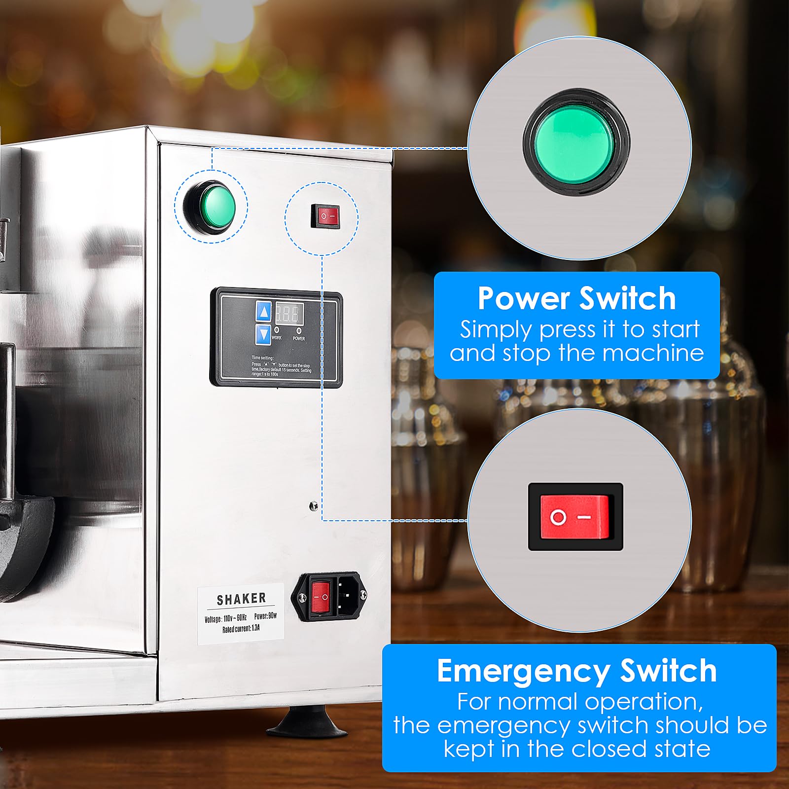 Electric Milk Tea Shaker Machine - Automatic Dual Frame Cocktail & Bubble Tea Mixer, 400r/min Stainless Steel with 750ml Double Cups - Perfect for Boba Tea, Juice, Coffee, Milk & Wine - Ideal for Tea Shops, Cafes & Home Bars