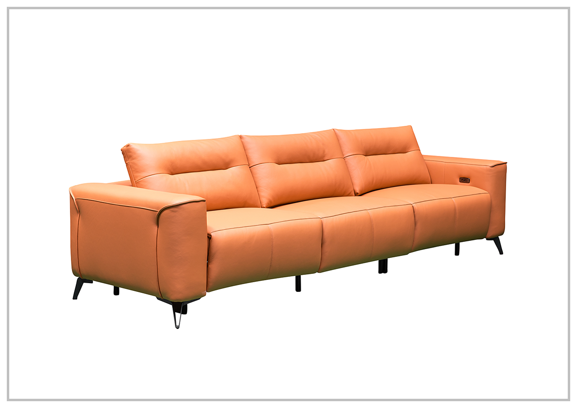Klaussner Alessandro 3-Seater Leather Power Recliner Sofa with Extended Footrest - Comfortable Electric Reclining Couch for Living Room, Home Theater & Family Relaxation