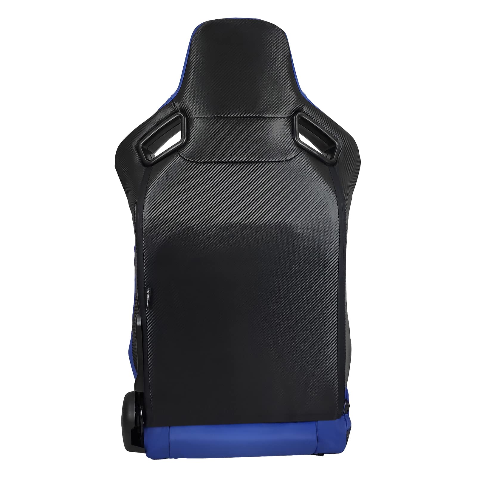 IKON MOTORSPORTS Universal Racing Bucket Seat - Left Driver Side with Dual Slider Adjustable, Blue PU Leather Reclinable Car Seat for Sports Cars & Track Racing
