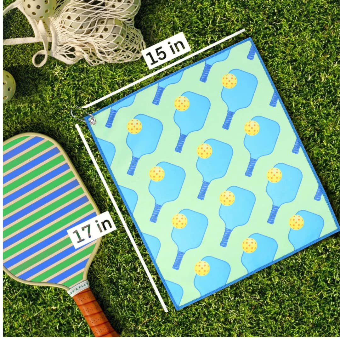 Millie Rose Pickleball Towels - 15x17 Inch Fashionable Printed Microfiber & Cotton Sports Towels with Carabiner Clip - Perfect for Pickleball Players, Gym & Outdoor Activities - Great Pickleball Accessories & Gifts for Women & Men
