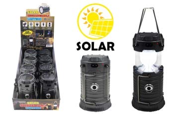 Solar Rechargeable Lantern Flashlight - 08-2387 Portable Camping Light with USB Charging, Emergency Power Outage Light for Outdoor Adventures, Hiking, and Home Use