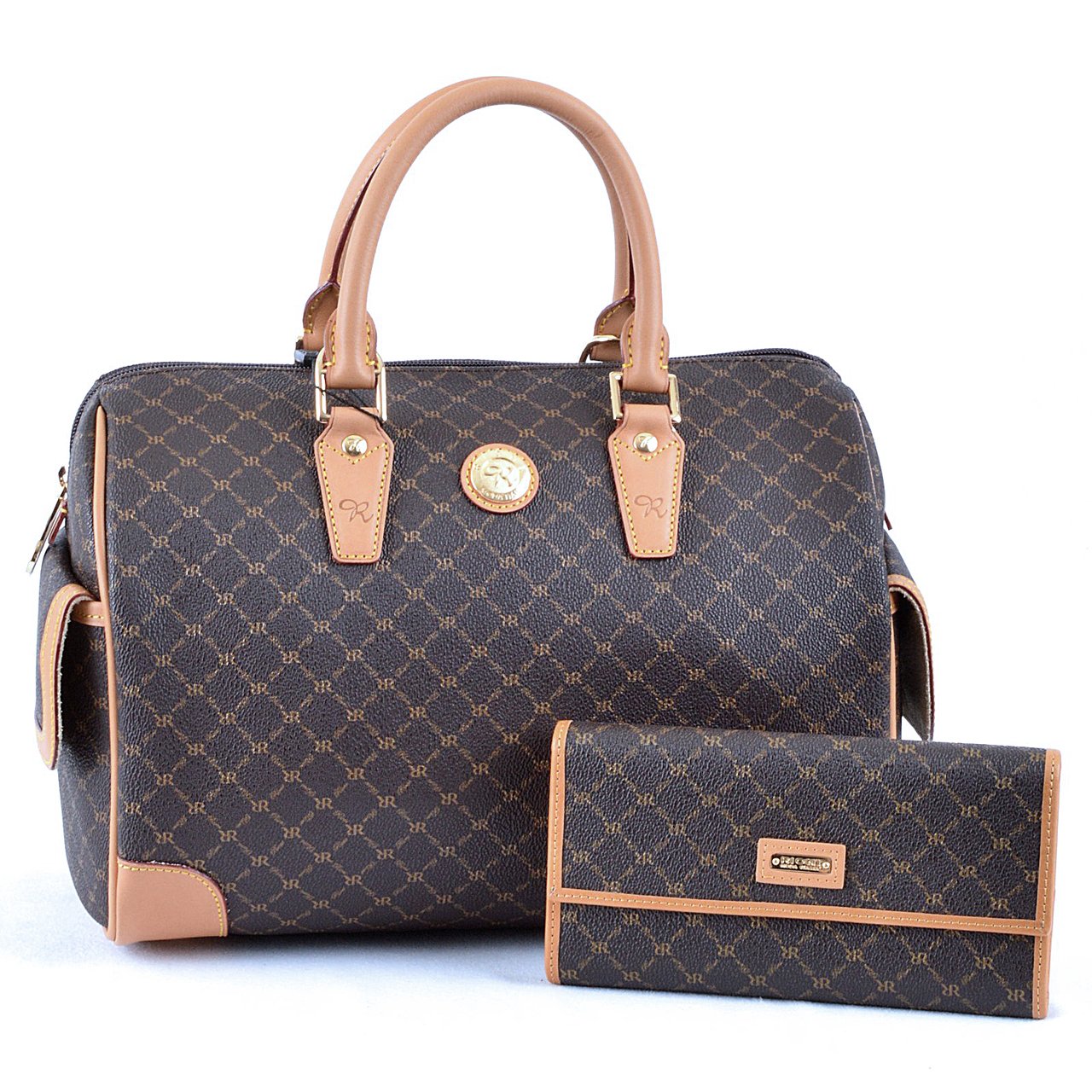 RIONI Italia Genuine Leather Large Boston Bag with Checkbook Wallet - Stylish Travel & Work Tote for Women & Men - Perfect for Business, Commuting & Weekend Getaways