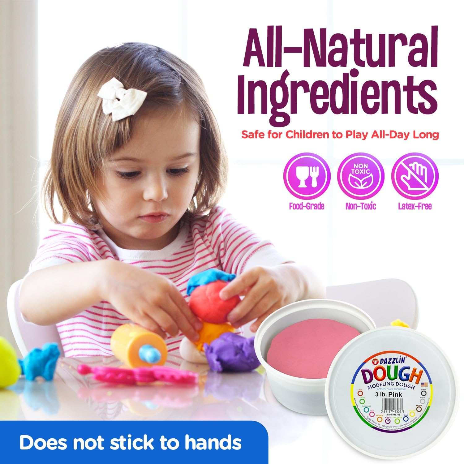 Hygloss 1lb Play Modeling Dough - Non-Toxic & Unscented Art Clay for Kids - Easter Basket Stuffers, Classroom Supplies, Party Favors (Pink) - Perfect for Arts & Crafts, Sensory Play & Creative Learning Activities