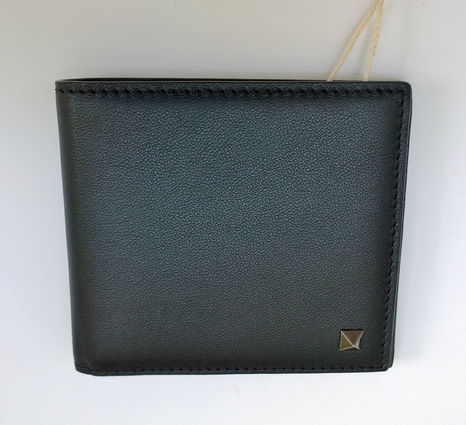 Valentino Garavani Rockstud Men's Leather Wallet - Black with Army Green Billfold - Stylish Slim Bifold Wallet for Everyday Use & Business Occasions
