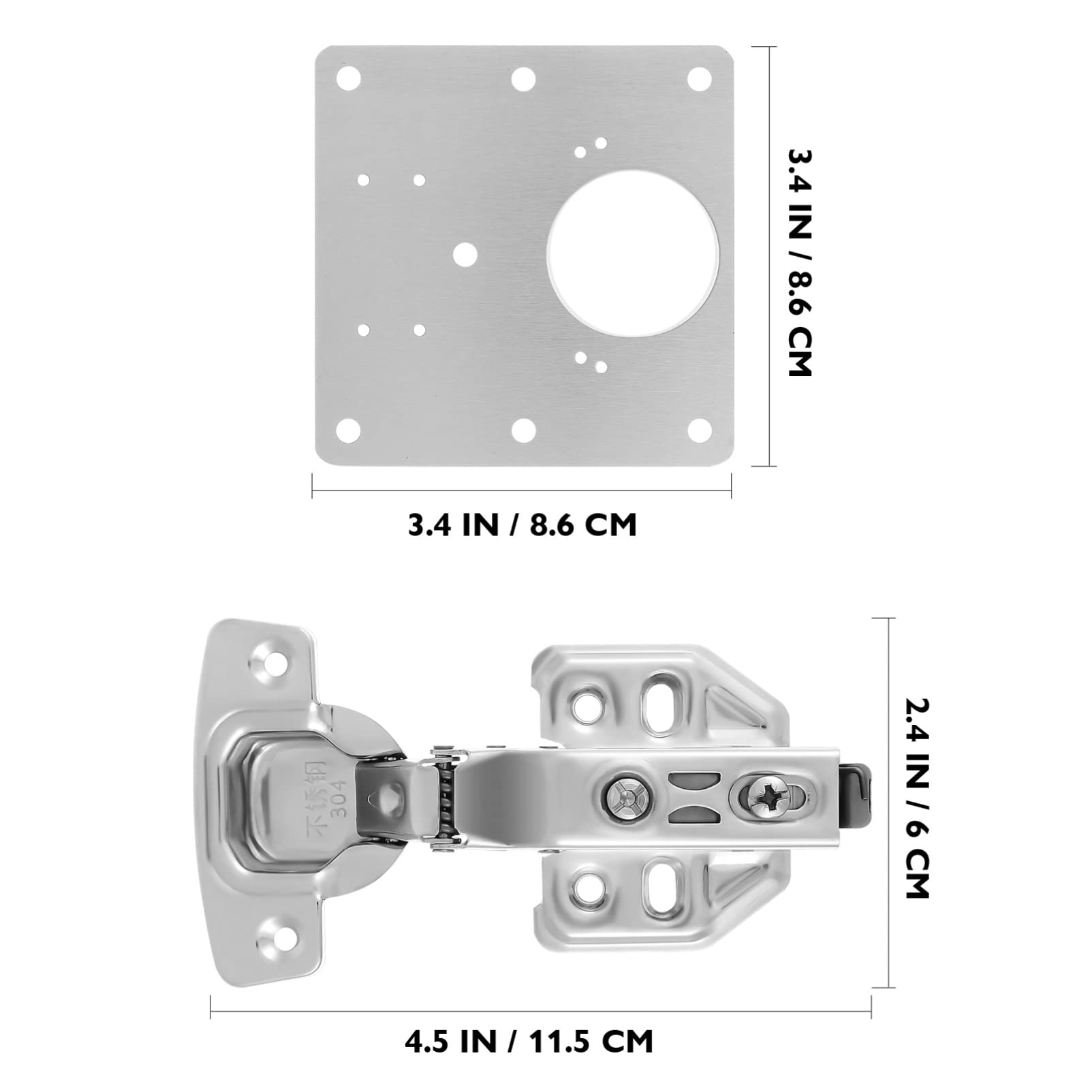 DOITOOL 2Pcs Stainless Steel Cabinet Hinge Repair Plate with 36Pcs Screws - for Kitchen Cupboard Door Hinges