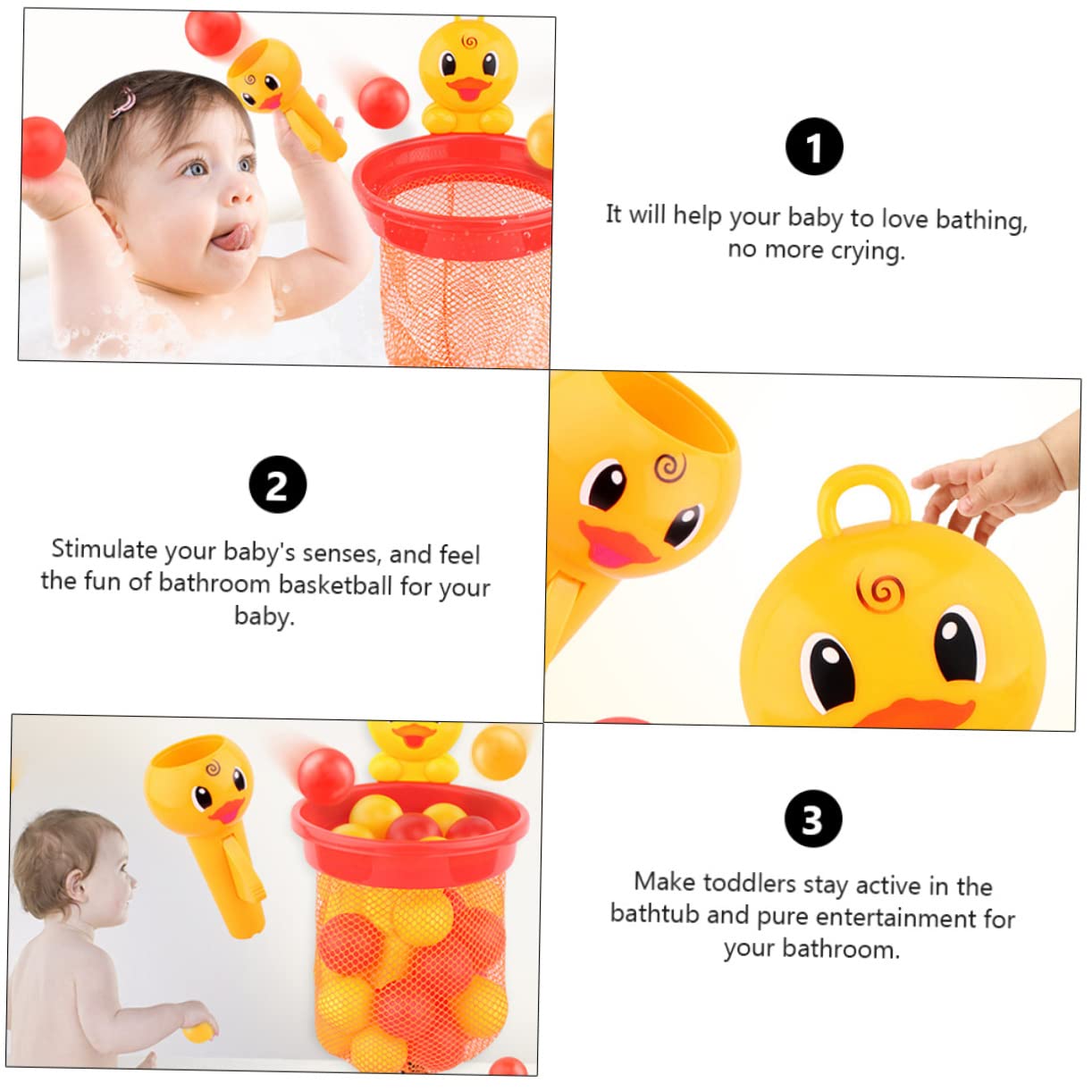 VICASKY 3 Sets Bath Toys for Toddlers - Waterproof Shower Toys, Fun Bathtub Playset for Kids, Yellow Plastic Duck & Animal Toys - Perfect for Baby Bath Time & Sensory Play