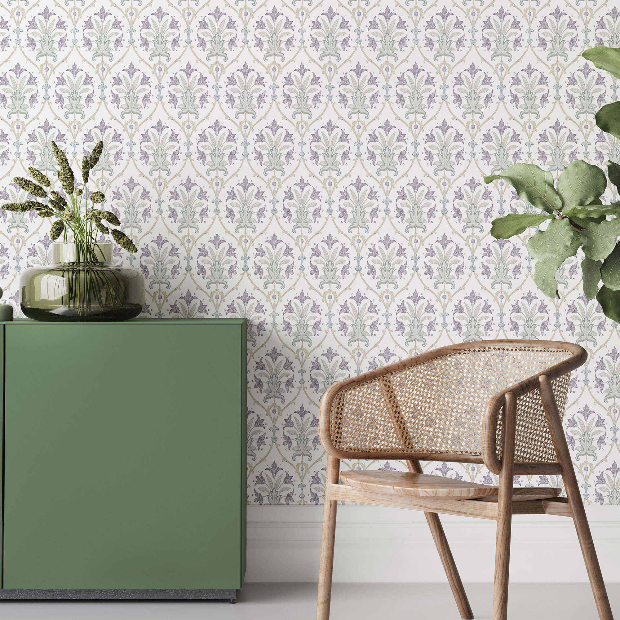 Purple Flowers Peel and Stick Removable Wallpaper - Self-Adhesive Decorative Wall Covering for Bedroom, Living Room & Home Decor