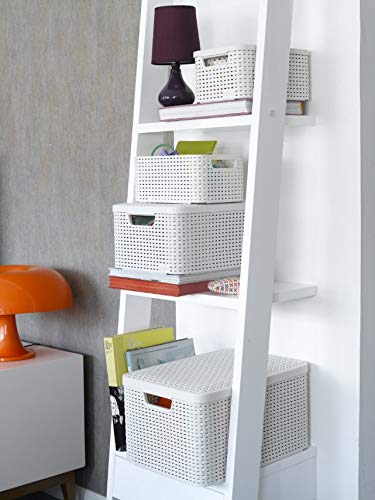 CURVER 3-Piece Style S Storage Box Set with Lids - White Plastic Organizer Bins for Home, Office & Closet Organization