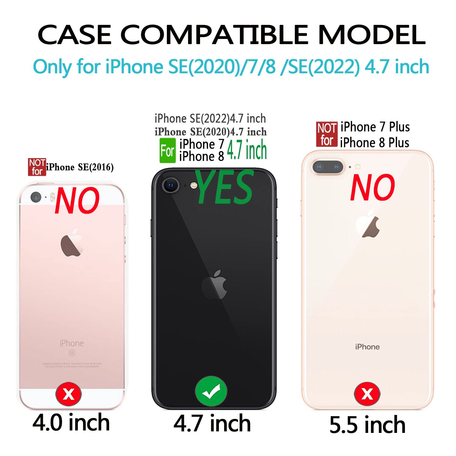 Premium Leather Wallet Case for iPhone SE (2020/2022) - Magnetic Flip Cover with Card Holder | Slim Protective Phone Case for Women & Men | Perfect for Work, Travel & Everyday Use (4.7 inch)