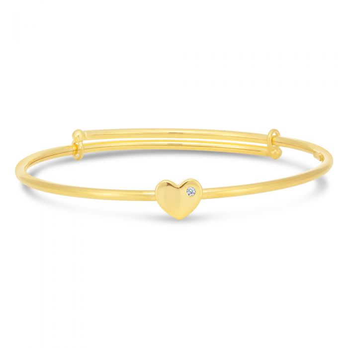 9ct Silver Filled Heart Charm Baby Bangle - Dainty Adjustable Bracelet for Newborns & Infants - Perfect for Christening, Baby Shower Gifts & First Birthday