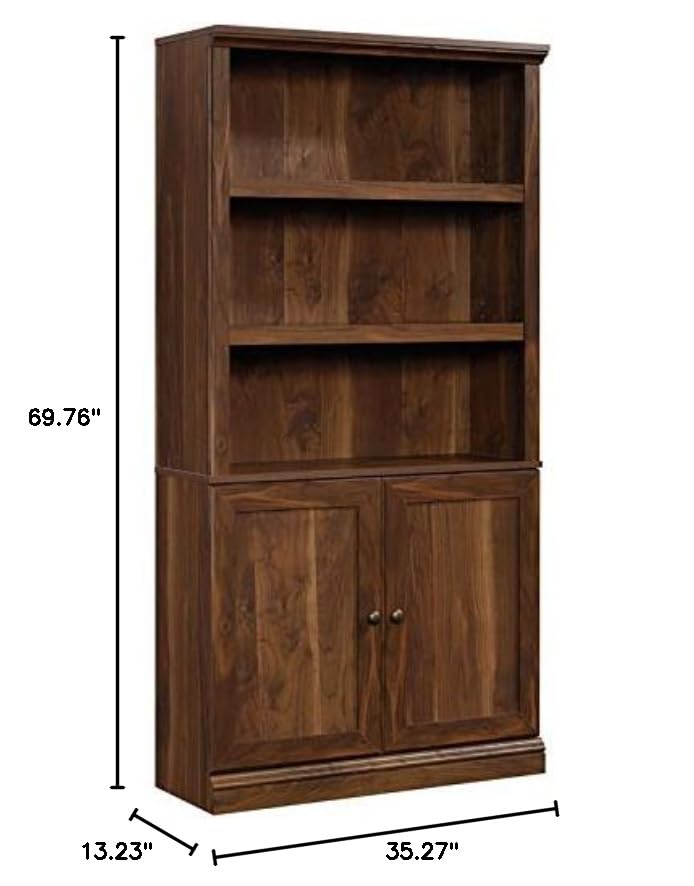 Pemberly Row 3-Shelf Tall Modern Engineered Wood Storage Bookcase in Walnut - Stylish Bookshelf for Living Room, Office & Bedroom Organization