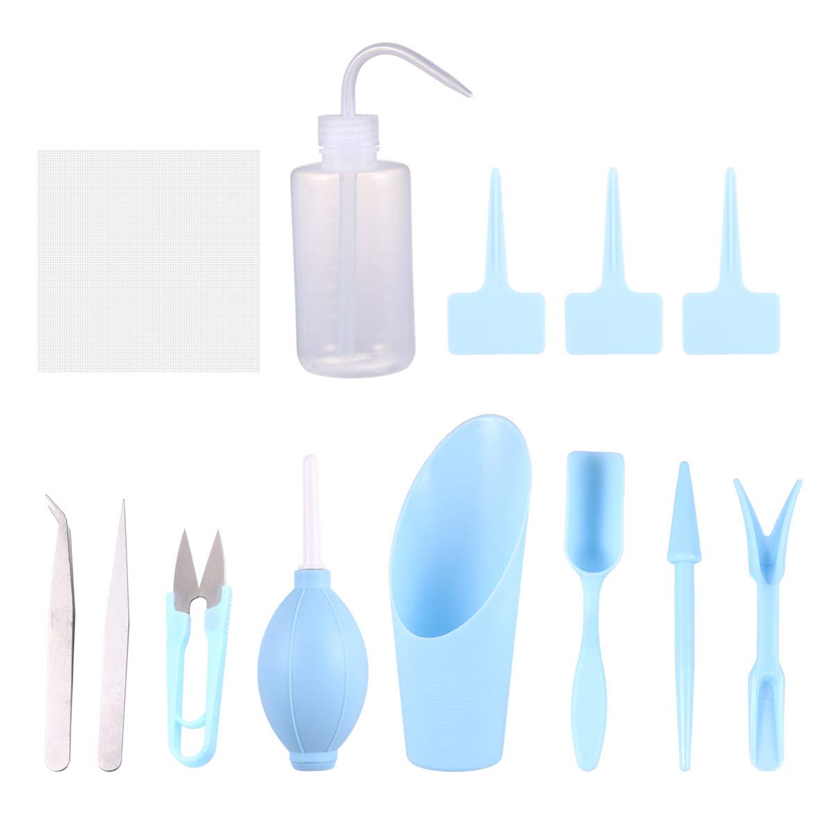Happyyami Mini Indoor Gardening Tool Set for Succulent Plants - 3-Piece Blue Potting Tools Kit with Trowel, Fork & Rake - Perfect for Home Planting, Herb Gardens & Small Houseplants Care