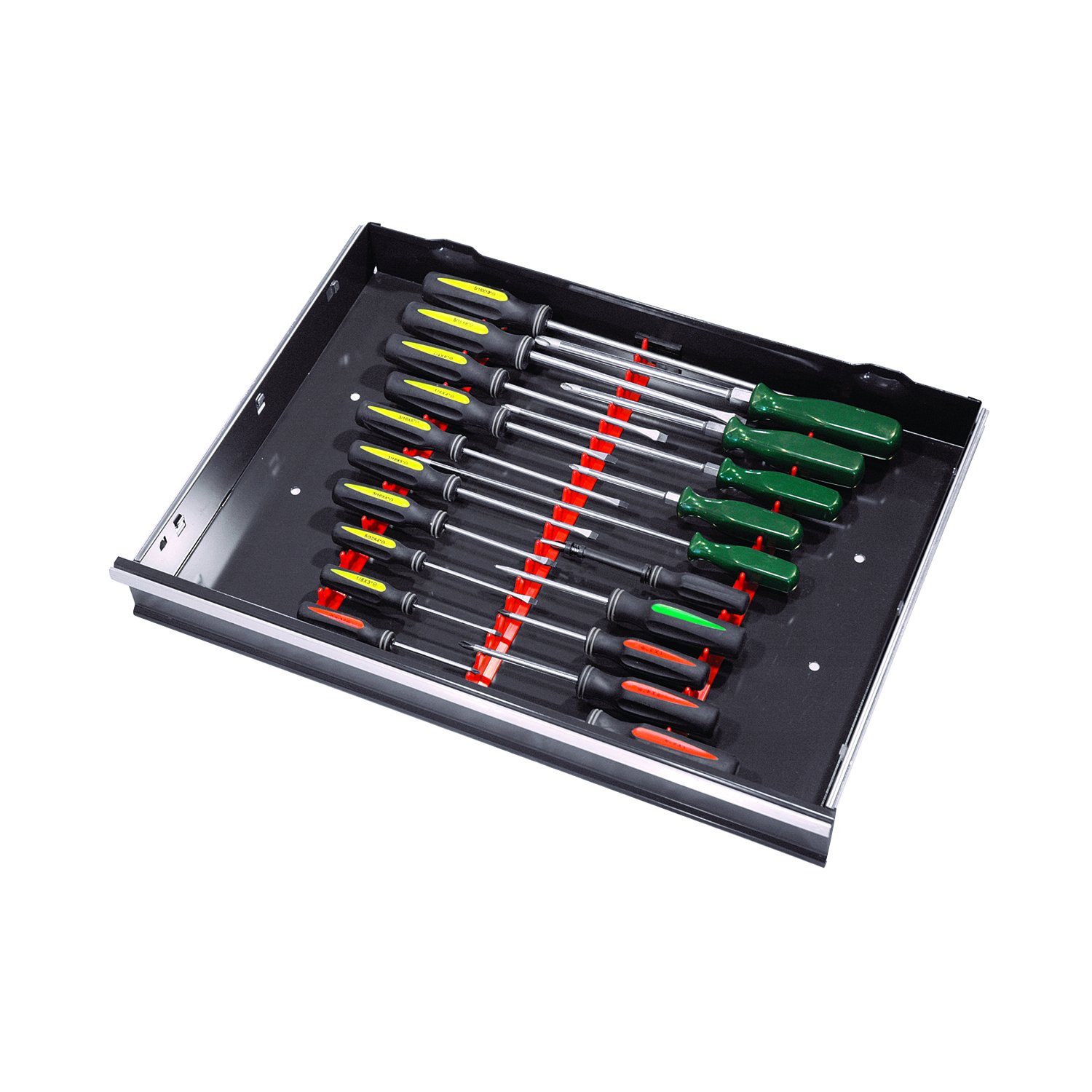 Ernst Manufacturing 20-Piece Screwdriver Rail Set - Red (6010-Red) | Durable Magnetic Tool Organizer for Mechanics, DIY & Home Improvement Projects