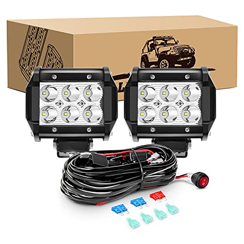 18W LED Pods+ Wiring Harness