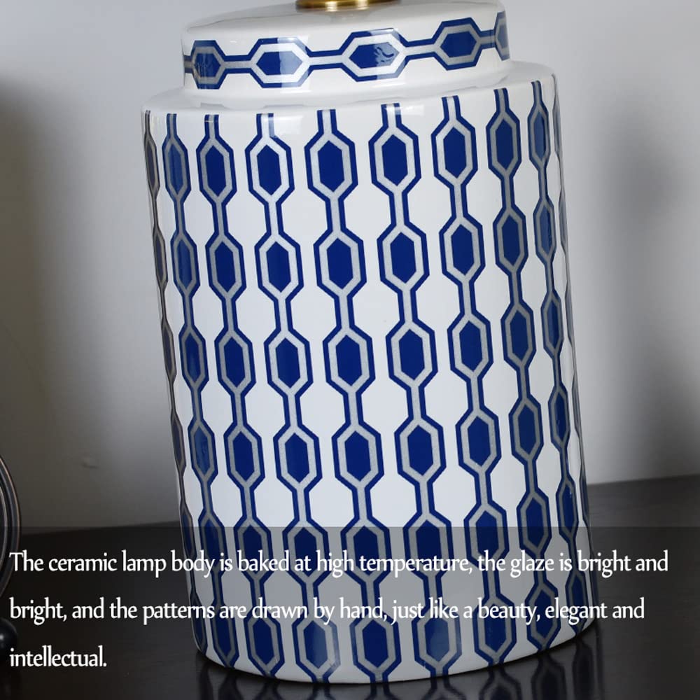 Chinese Style Ceramic Table Lamp - Modern Simple Glazed Bedside Lamp with Matching Shade for Bedroom Decor | Large Hand-Painted Ceramic Lighting for Home, Office & Reading Nook