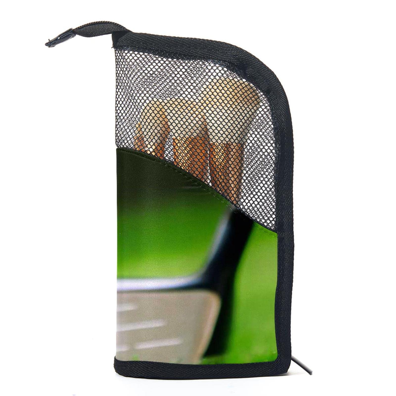 12-Piece Makeup Brush Organizer Bag with Portable Holder Case - Perfect for Travel, Gym & Golf Accessories Storage | Green Grass Design