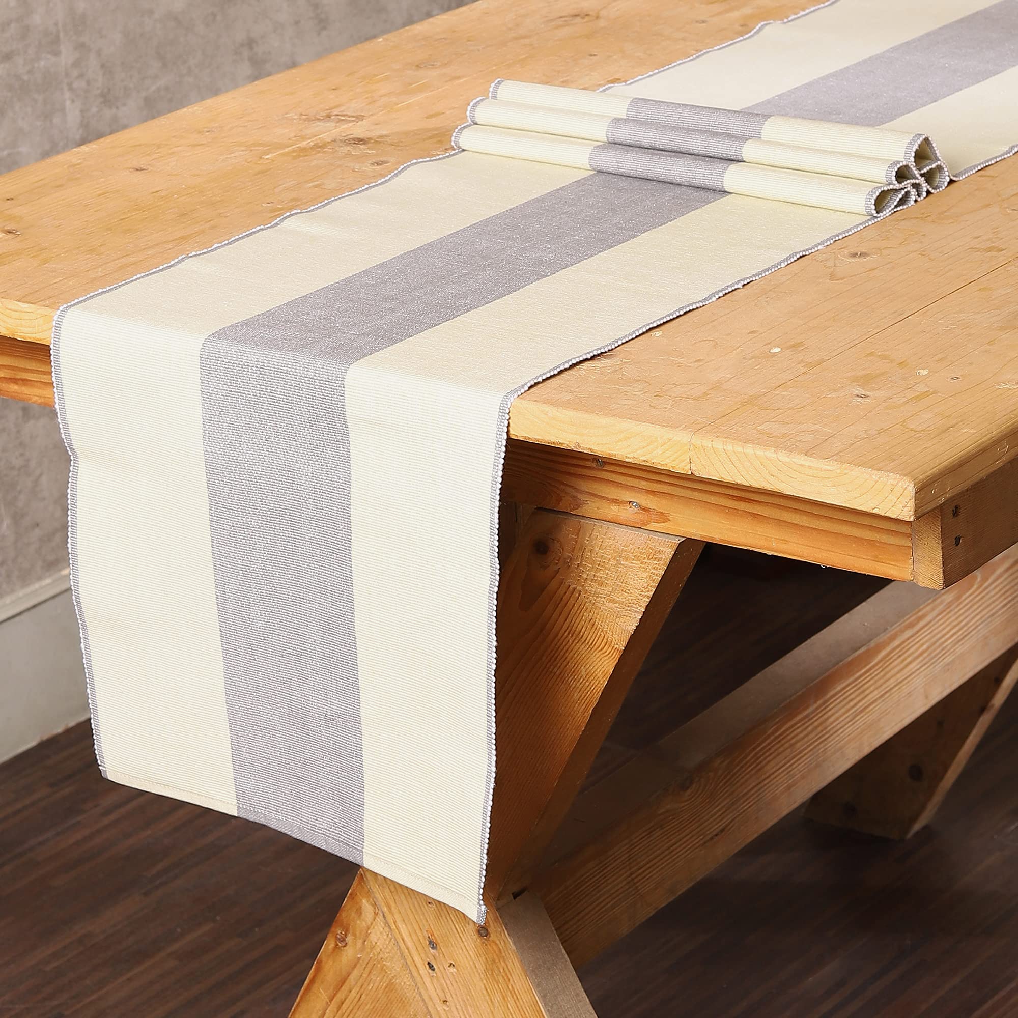 REDEARTH Ribbed Woven Cotton Table Runner - 14x72 Inches Dark Gray for Dining, Coffee, Console & Dresser Tables | Elegant Home Decor for Holidays & Dinner Parties