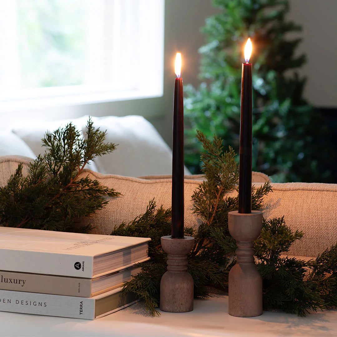 Black Forest Scented Tapered Candles - Premium Pine & Woodland Aroma for Home Decor, Romantic Dinners & Relaxation