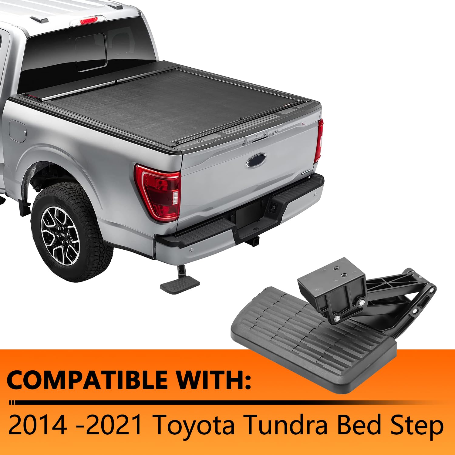 Retractable Bed Step for Toyota Tundra 2014-2021 | Folding Rear Bumper Tailgate Step Replacement | PT392-34140 & 75316-01A | Easy Truck Bed Access for Camping, Hunting & Work