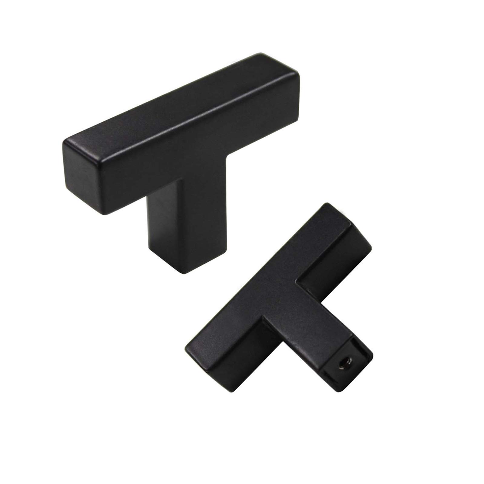 Goldenwarm Black Square T Bar Knobs - Matte Black Kitchen Cabinet Hardware (200 Pack) - Perfect for Drawers, Cupboards & DIY Furniture Upgrades