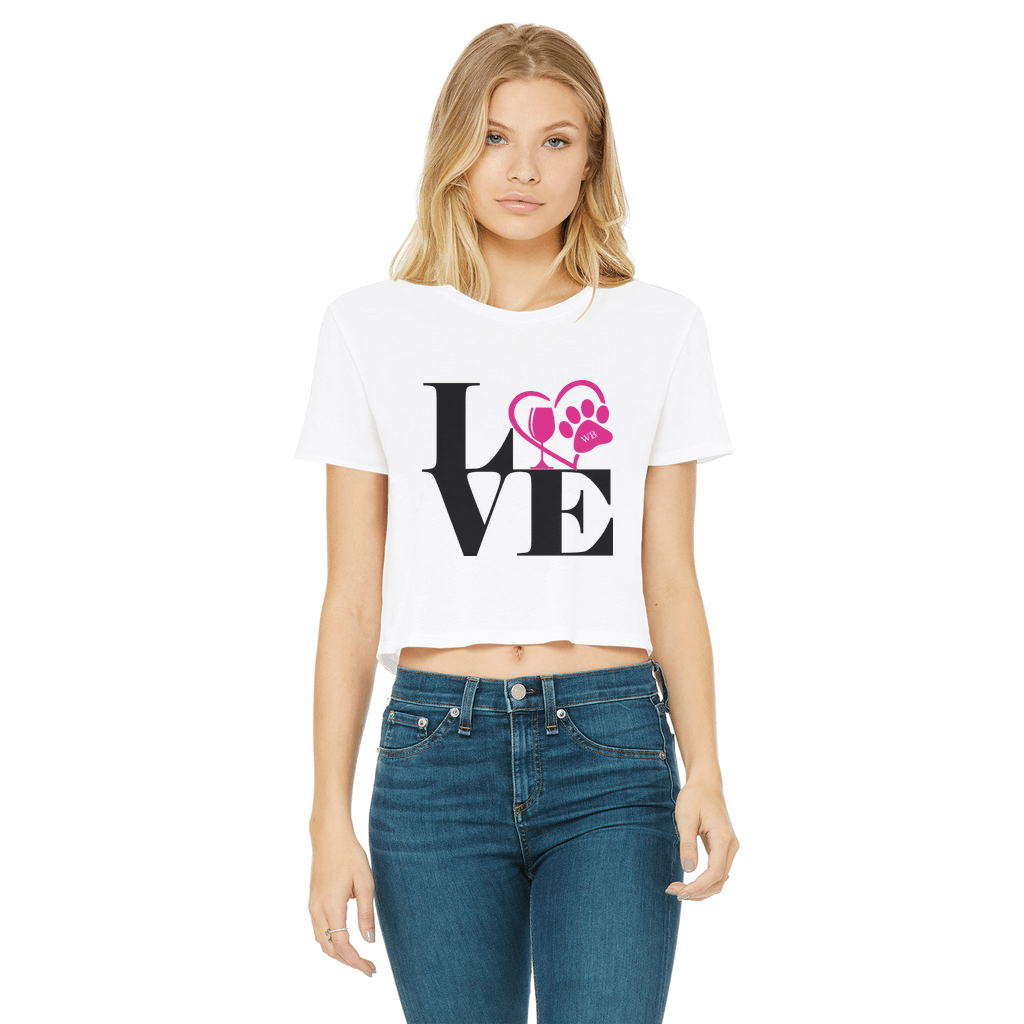 Love Paw 2 Classic Women's Cropped Raw Edge T-Shirt | Vintage-Inspired Graphic Tee for Casual Outfits & Date Nights | WineyBitches.Co