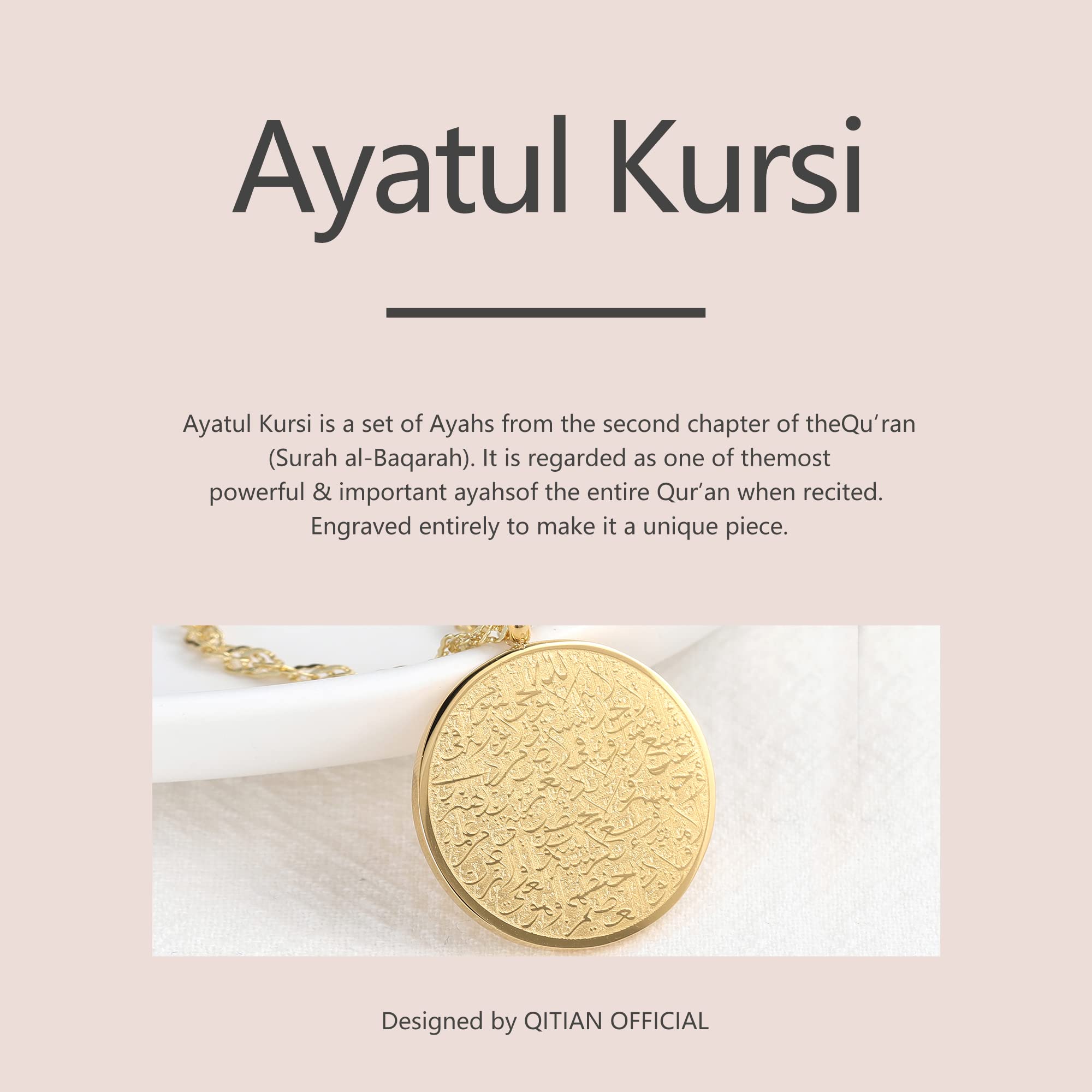 Elegant Islamic Jewelry for Women - Gold Allah Arabic Pendant Necklace with Ayatul Kursi - Perfect Muslim Gift for Eid, Ramadan & Special Occasions - Ideal for Prayer, Weddings & Daily Wear