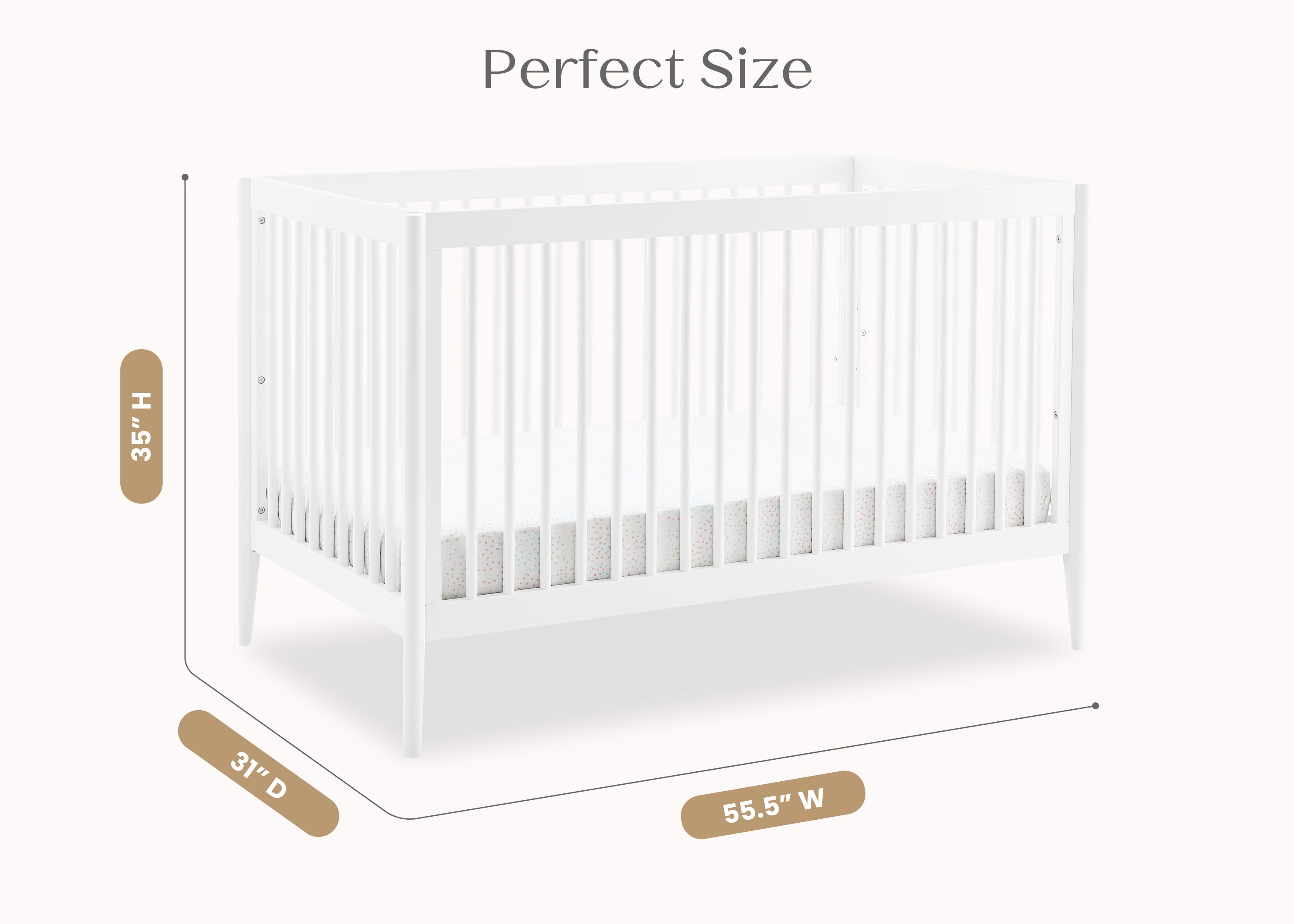 Casey 6-in-1 Convertible Baby Crib - Toddler Bed, Daybed & Full-Size Bed - Safe Nursery Furniture for Newborn to Adult - Perfect for Nursery, Bedroom & Guest Room