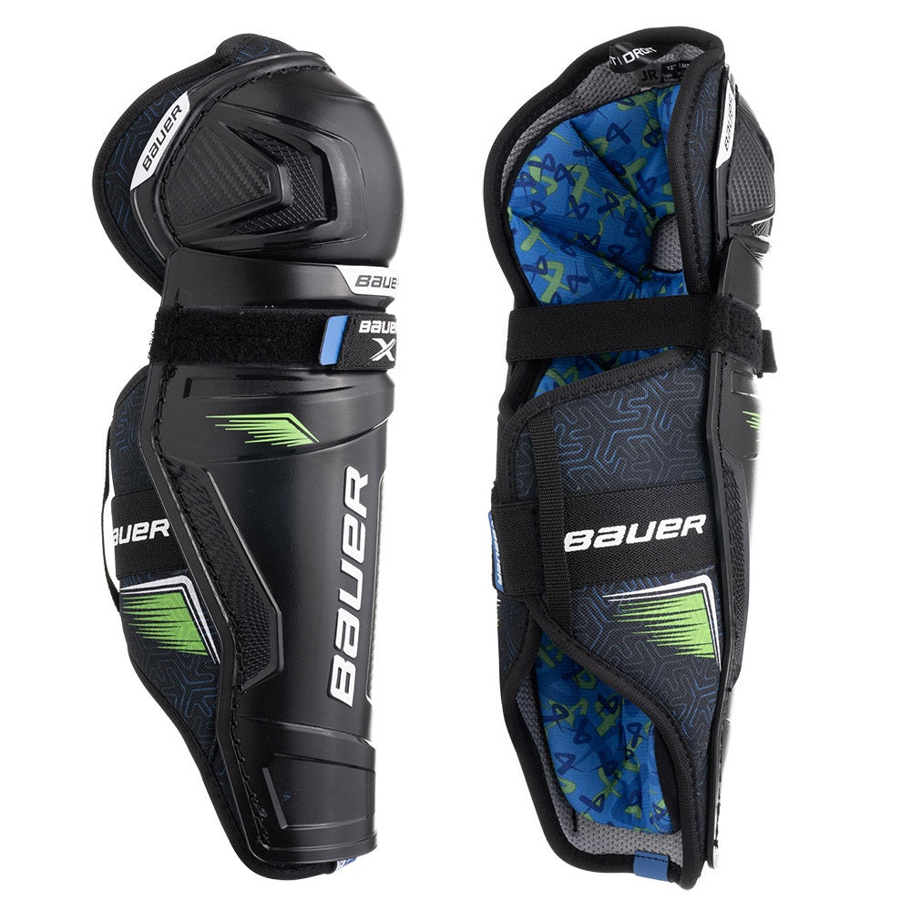 Bauer X 2024 Junior Ice Hockey Shin Guards - Youth Protective Gear for Ice Skating & Hockey Practice - Perfect for Kids' Training & Games