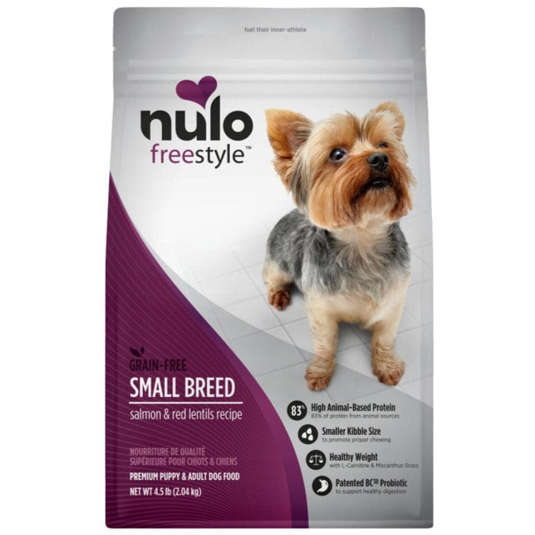 Nulo Freestyle Small Breed Puppy & Adult Dry Dog Food - Salmon & Red Lentils Recipe, 4.5lb Bag | High Protein Grain-Free Kibble for Small Dogs | Perfect for Active Puppies & Adult Dogs at Home or Travel