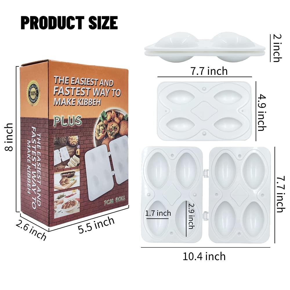 Premium Kibbeh Maker Mold - 7cm 4-Grid Meatball Press Tool for Middle Eastern Cuisine | Perfect for Homemade Kibbeh, Falafel & Meatballs | Great for Kitchens, Restaurants & Food Prep