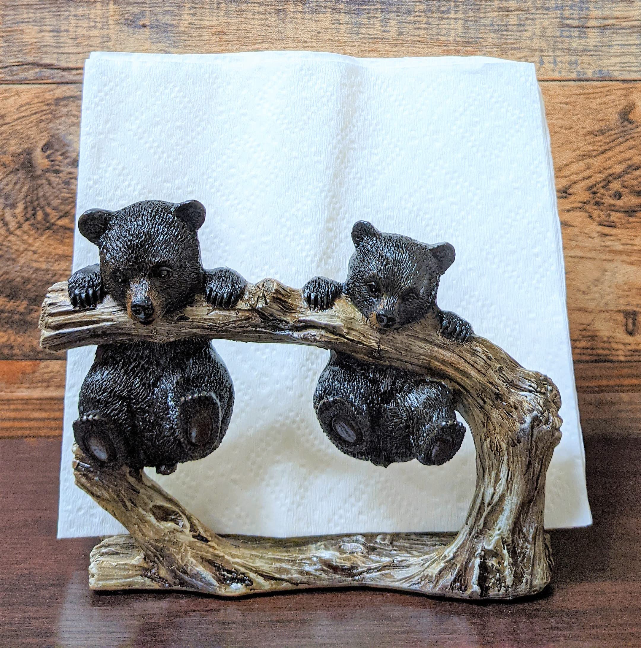 Cute Bear Cubs Hanging on Tree Branch Decorative Napkin Holder & Mail Organizer - Perfect for Kitchen, Office, and Home Decor