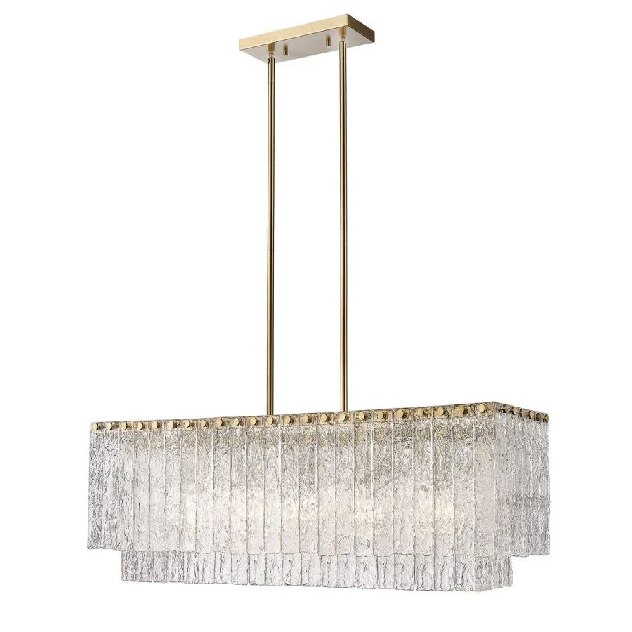 Aimee Linear Glass Chandelier - Modern Crystal Pendant Light Fixture for Dining Room, Kitchen Island & Living Room Decor