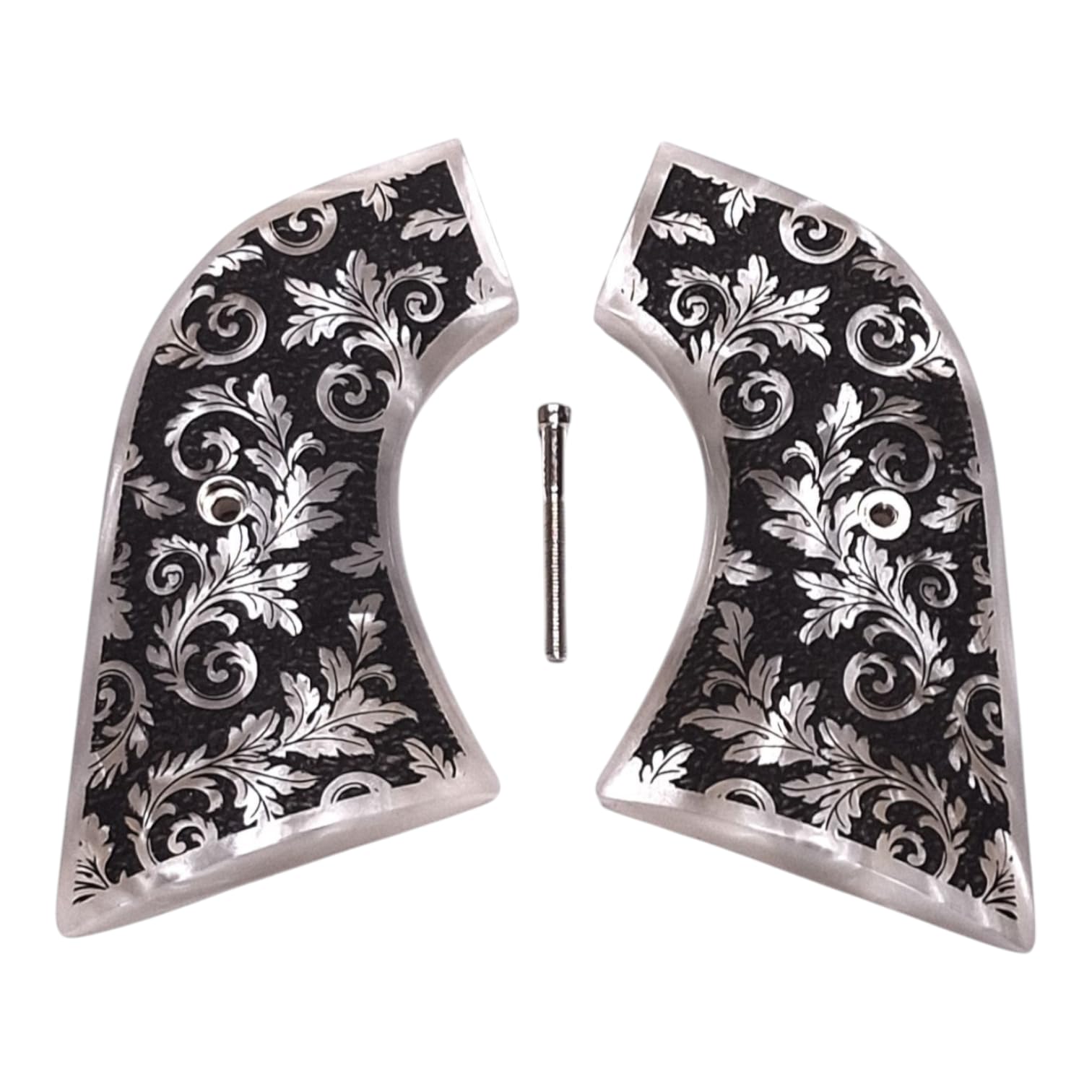 Premium Pearl Floral Scroll Grips for Ruger Vaquero, Blackhawk & Wrangler - Handcrafted Wooden Revolver Grips for Enhanced Grip & Style - Perfect for Cowboy Action Shooting, Collectors & Firearm Enthusiasts