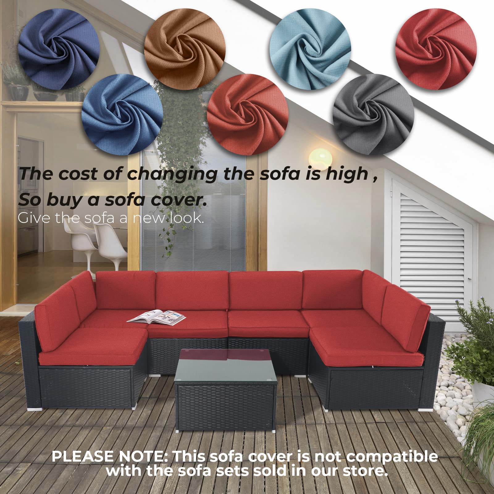 **Crownland 12-Piece Outdoor Patio Cushion Slipcovers Set - Waterproof Sofa & Couch Covers with Zipper Design (Red) - Includes 4 Seat Covers, Back Covers & Side Cushions - Perfect for Garden, Deck, Poolside & Patio Furniture Replacement**