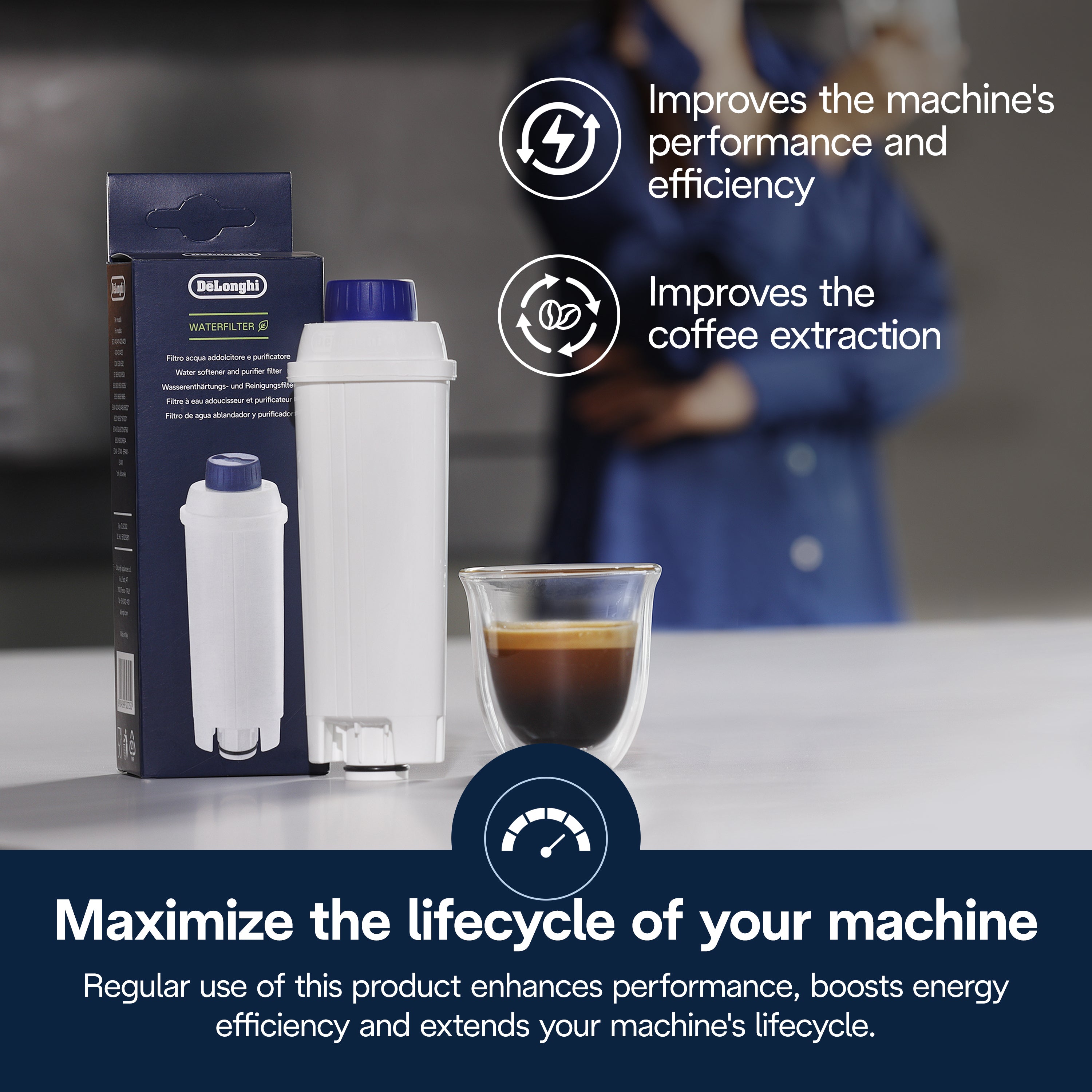 DeLonghi DLS C002 Replacement Water Filter Cartridge for Coffee Makers & Espresso Machines - Perfect for Home & Office Use