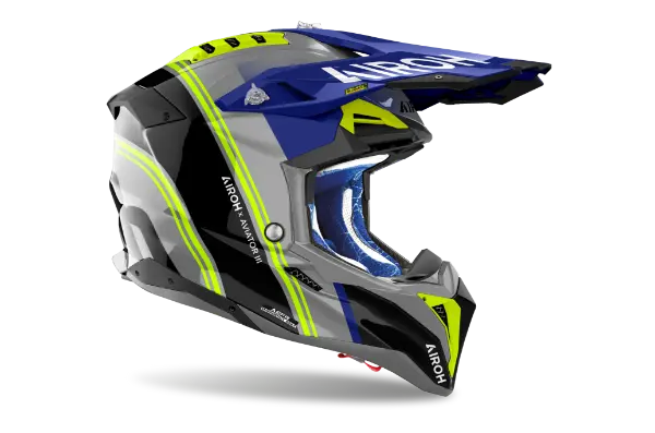 Airoh Aviator 3 Hima Gloss Blue Motorcycle Helmet - DOT & ECE Certified for Street & Adventure Riding - Lightweight & Comfortable for Long-Distance Tours