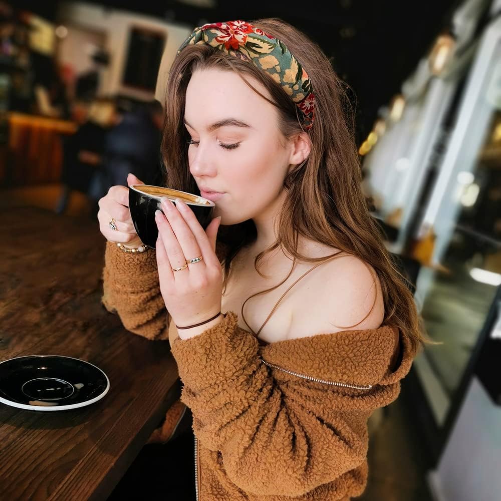 Madison Tyler Boho Headbands for Women - Fashionable Rhinestone Knotted Elastic Hairbands for Workout, Outdoor & Party | Non-Slip Floral Head Accessories | Perfect for Yoga, Running, Beach & Special Occasions