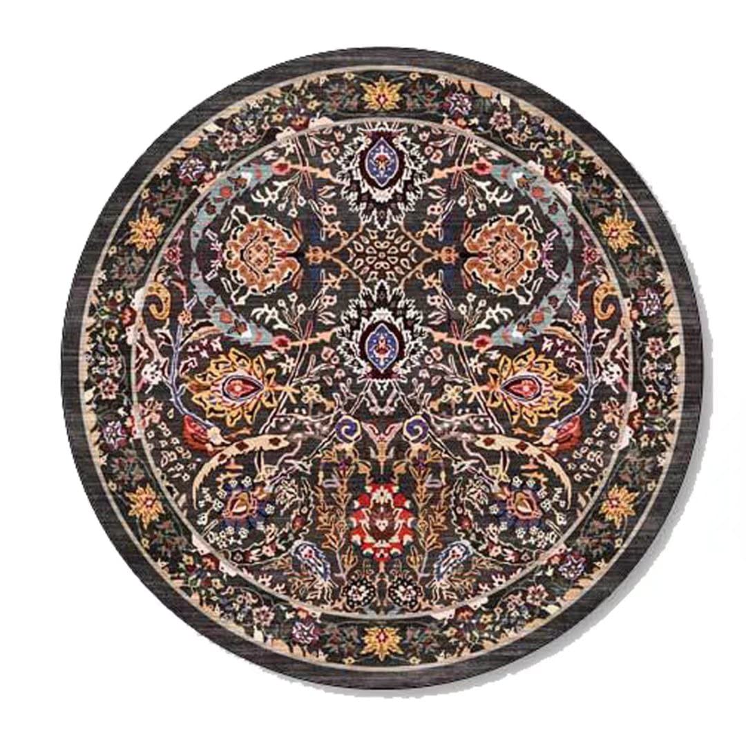 Large 6ft Round Boho Rug Pad - Non-Slip Washable Bohemian Area Rug for Living Room, Dining Room, Bedroom | Perfect for Sofa, Coffee Table & Home Decor (Beige)
