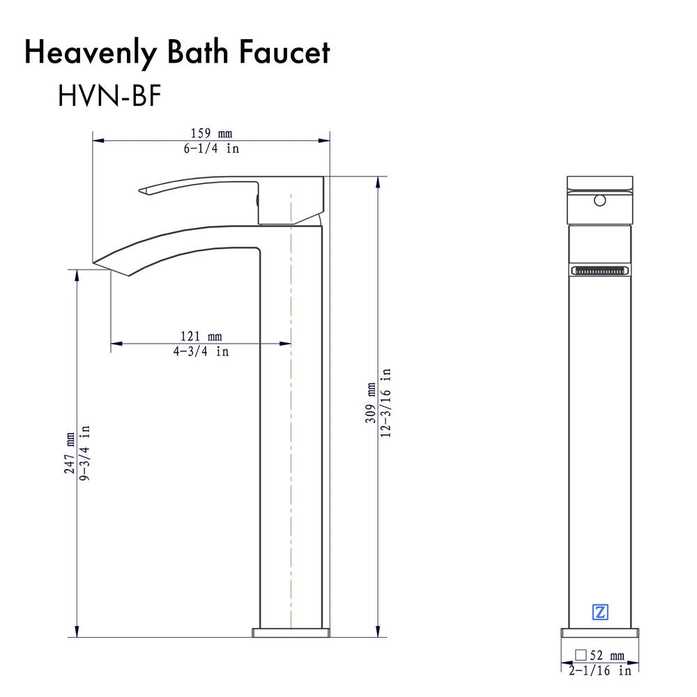 ZLINE Heavenly Single Handle Vessel Sink Bathroom Faucet in Gun Metal Finish - Modern Matte Black Bathroom Sink Faucet for Vanity, Powder Room & Luxury Bathroom Decor