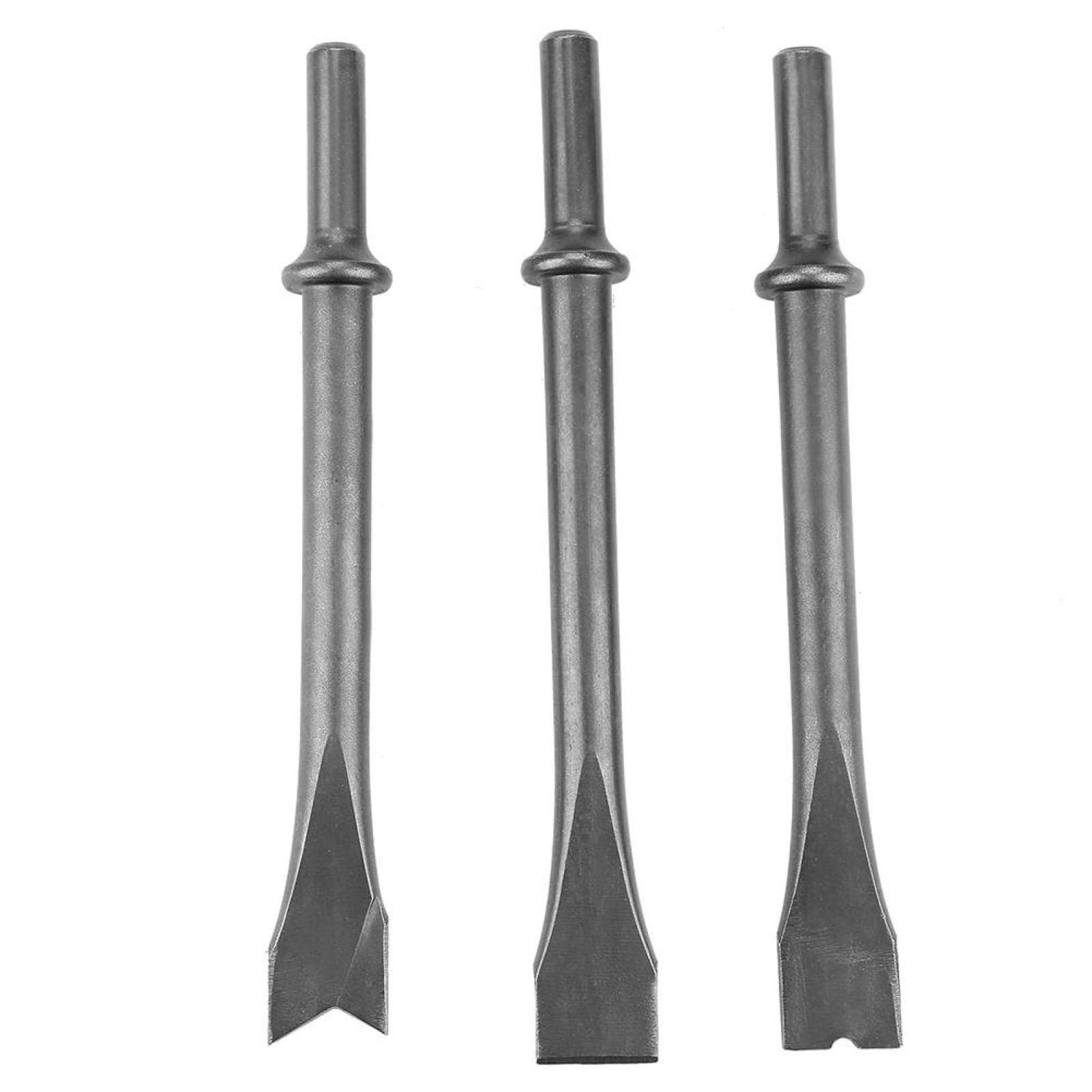 Cigemay 3-Piece Air Hammer Chisel Set - Extra Long Round Shank Pneumatic Hammer Bits for Metalworking, Auto Repair & Demolition | Heavy Duty Air Hammer Accessories for Professional Mechanics & DIY Projects