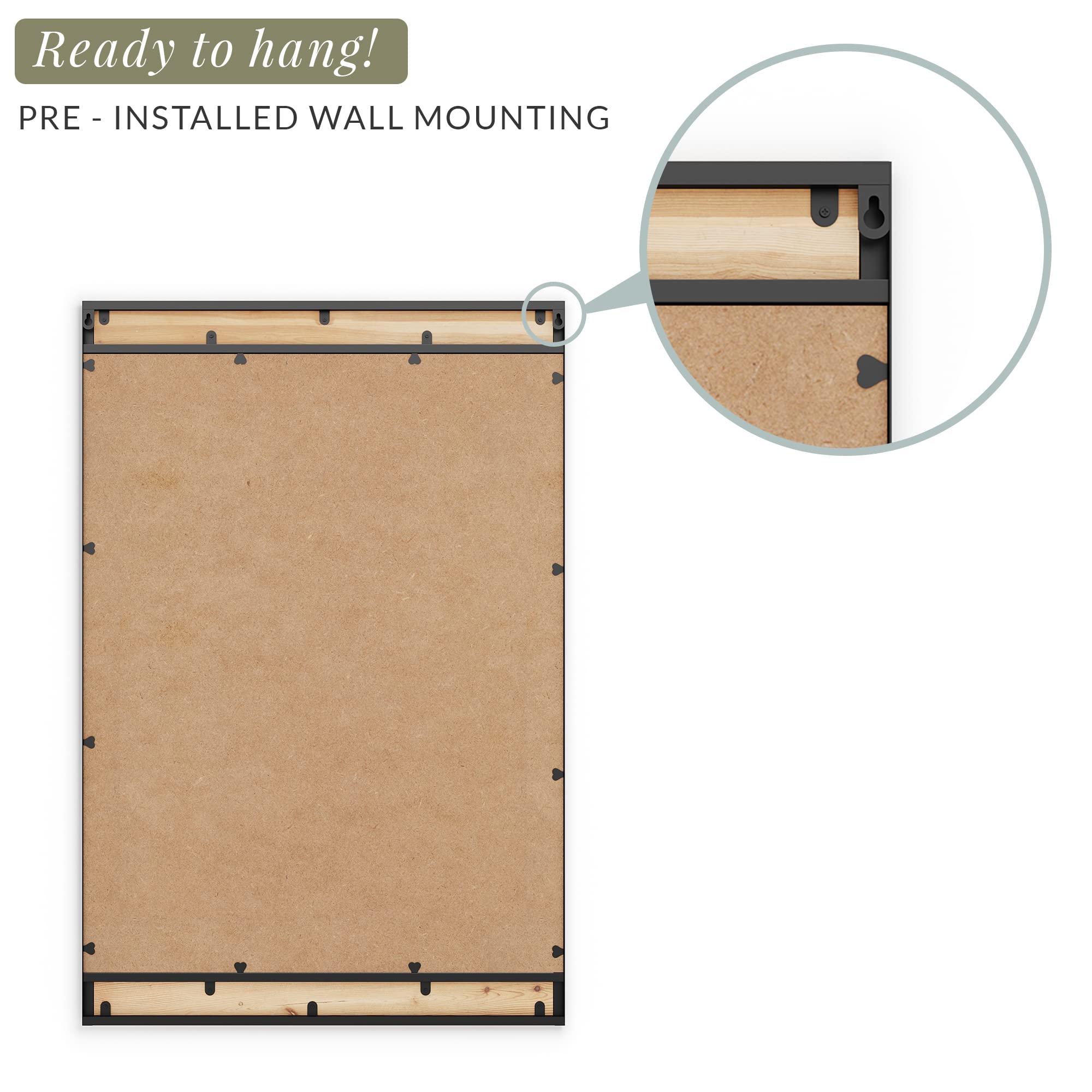 Barnyard Designs 24x36 Wooden Farmhouse Wall Mirror - Modern Rustic Metal and Wood Frame Mirror for Bathroom Vanity, Living Room, Bedroom & Entryway - Brown Distressed Finish - Perfect for Farmhouse, Industrial & Rustic Home Decor