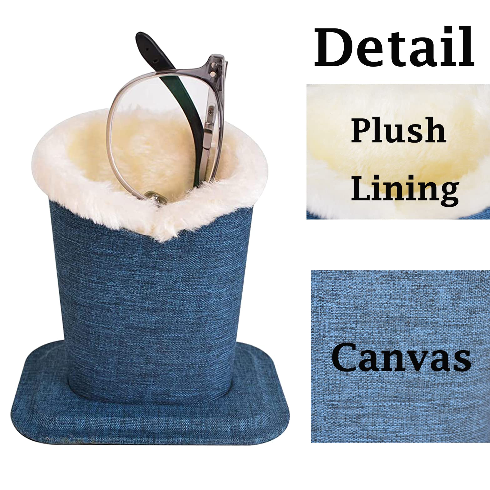 Baitaihem 2 Pack Plush Lined Eyeglass Holder Stand - Soft Protective Glasses Case for Desk & Nightstand - Perfect for Home, Office, and Travel Organization
